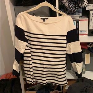 Banana republic striped navy and white top boxy